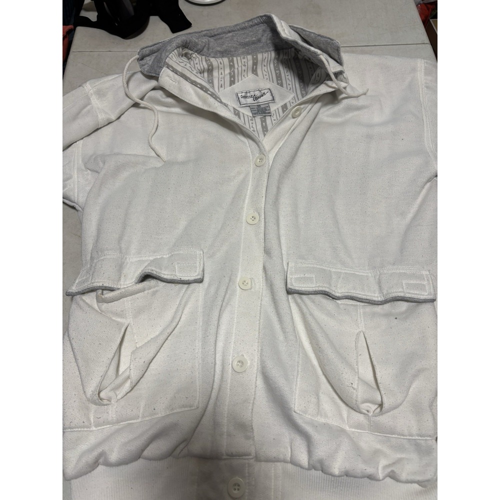 Vintage Creative Genius‎ M White Button Up Hoodie